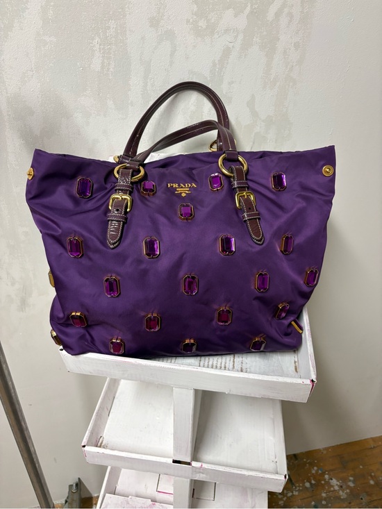 Prada Handbags - Prada Purple Jeweled Tote Bag